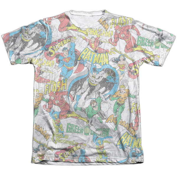 DC - Super Collage Adult Regular Fit Short Sleeve 65 - 35 Poly - Cotton