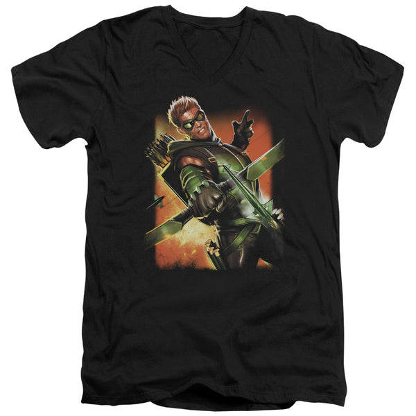 JLA - Green Arrow #1 Adult Slim Fit V Neck Cotton