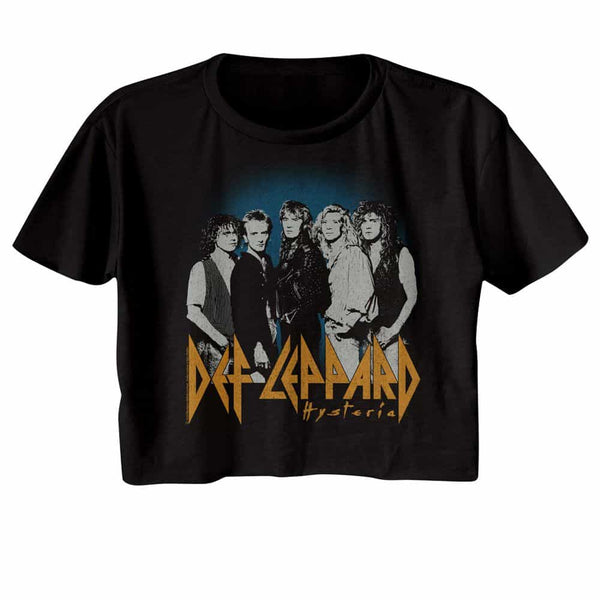 Def Leppard Blue Fade Background-Ladies S/S Festival Cali Crop