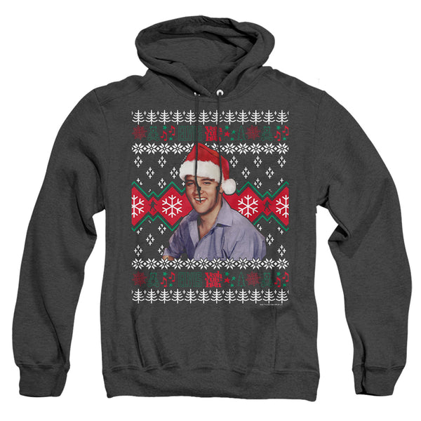 Elvis - Ugly Christmas Sweater Adult Heather Hoodie