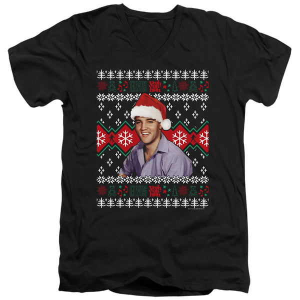 Elvis - Ugly Christmas Sweater Adult Slim Fit V Neck Cotton