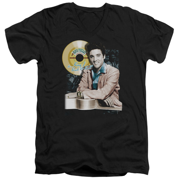 Elvis Presley - Gold Record Adult Slim Fit V Neck Cotton