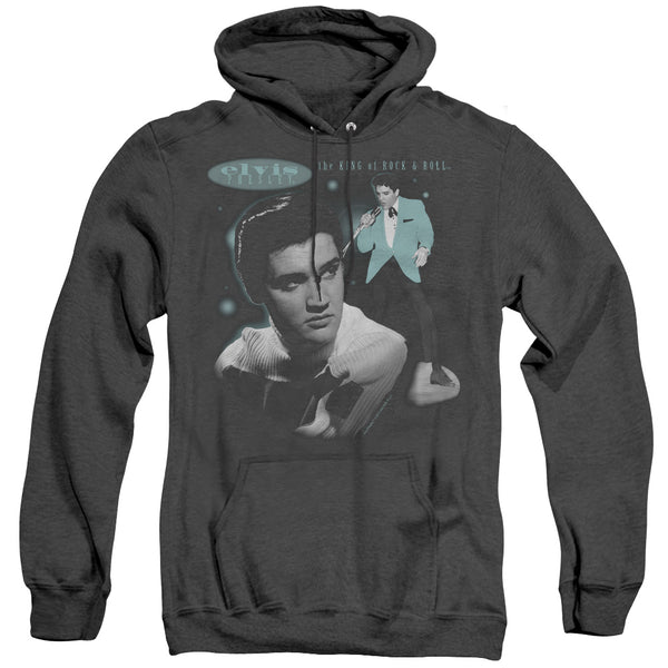 Elvis Presley - Teal Portrait Adult Heather Hoodie