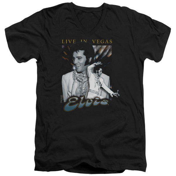 Elvis Presley - Live In Vegas Adult Slim Fit V Neck Cotton