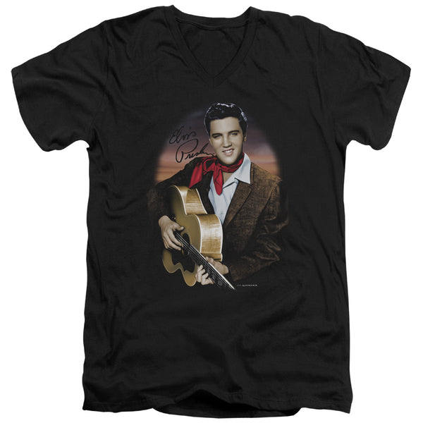 Elvis Presley - Red Scarf #2 Adult Slim Fit V Neck Cotton