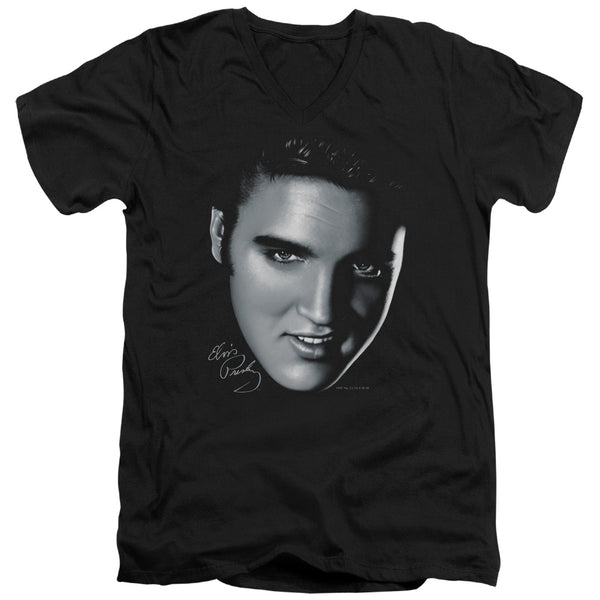 Elvis Presley - Big Face Adult Slim Fit V Neck Cotton