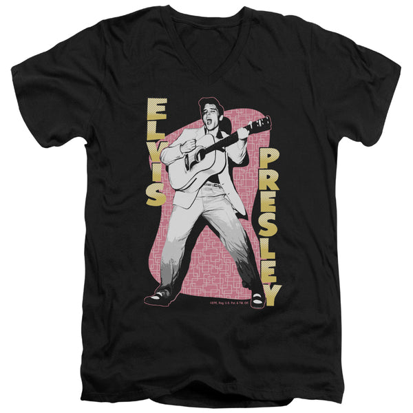 Elvis Presley - Pink Rock Adult Slim Fit V Neck Cotton