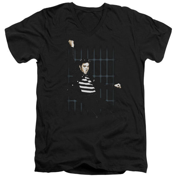 Elvis Presley - Blue Bars Adult Slim Fit V Neck Cotton