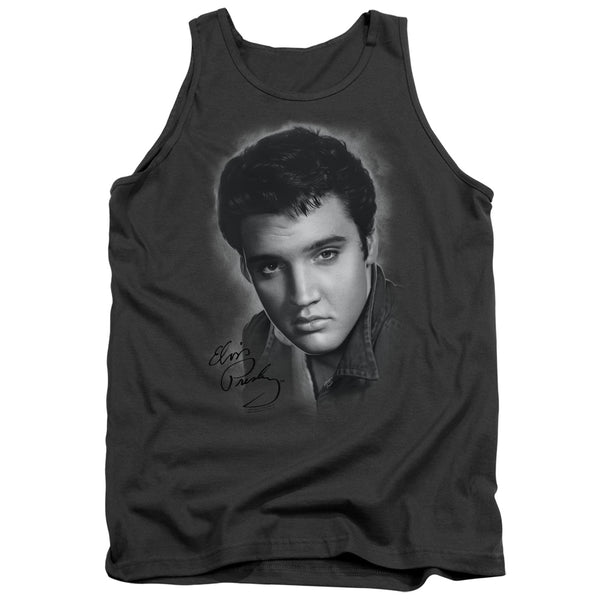 Elvis Presley - Grey Portrait Adult Tank Top