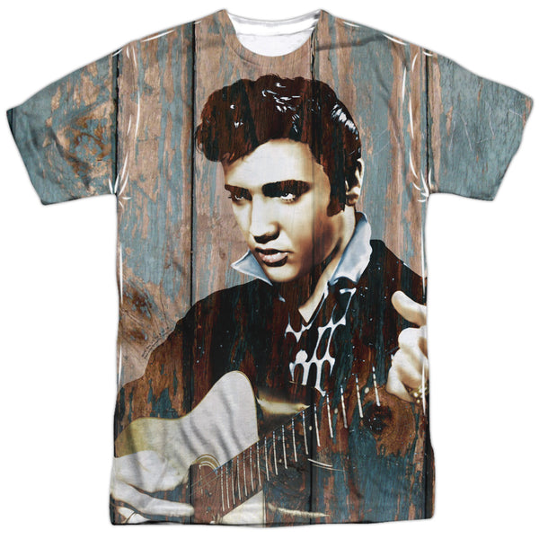 Elvis Presley - Woodgrain Adult Regular Fit Short Sleeve 100% Poly