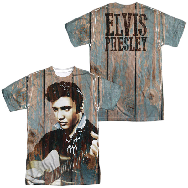 Elvis Presley - Woodgrain (Front - Back Print) Adult Regular Fit Short Sleeve 100% Poly