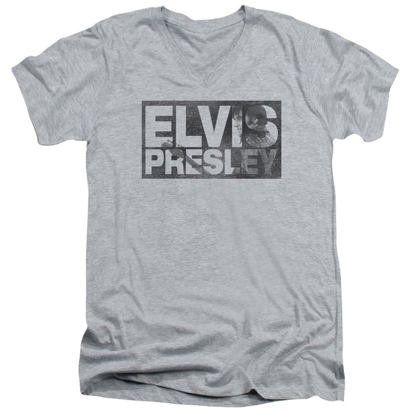 Elvis Presley - Block Letters Adult Slim Fit V Neck Cotton