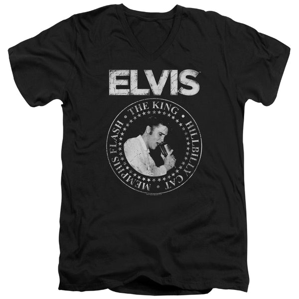 Elvis Presley - Rock King Adult Slim Fit V Neck Cotton