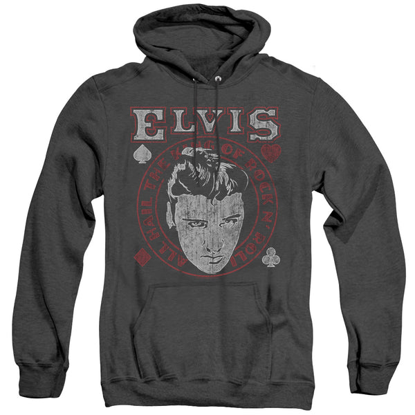 Elvis Presley - Hail The King Adult Heather Hoodie