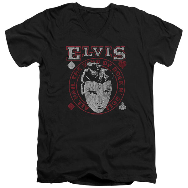 Elvis Presley - Hail The King Adult Slim Fit V Neck Cotton