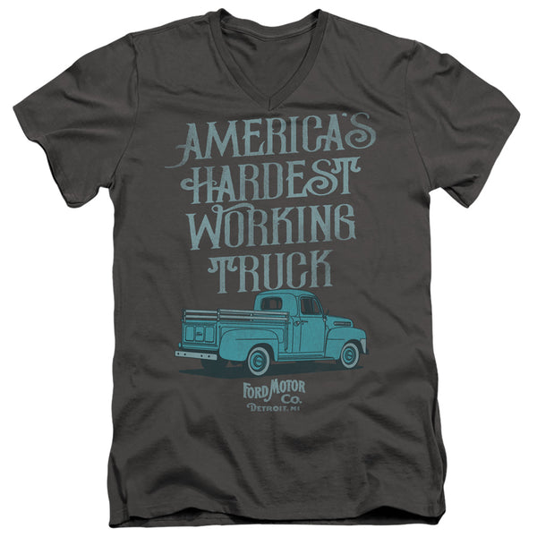 Ford - Vintage America's Hardest Working Truck Adult Slim Fit V Neck Cotton