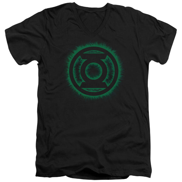 Green Lantern - Green Flame Logo Adult Slim Fit V Neck Cotton