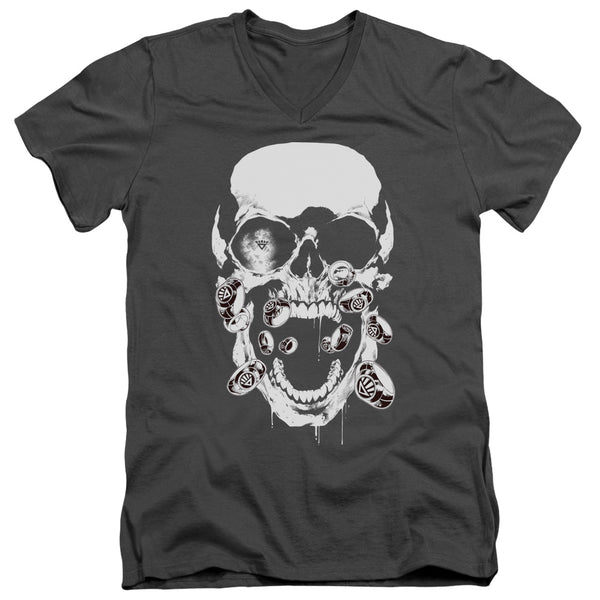 Green Lantern - Black Lantern Skull Adult Slim Fit V Neck Cotton