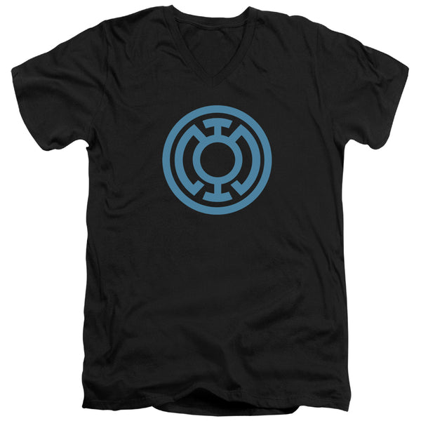 Green Lantern - Lt Blue Emblem Adult Slim Fit V Neck Cotton