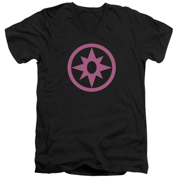 Green Lantern - Pink Emblem Adult Slim Fit V Neck Cotton