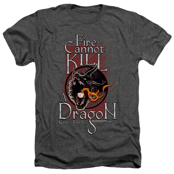 Game Of Thrones - Fire Cannot Kill A Dragon Adult Regular Fit Heather Short Sleeve