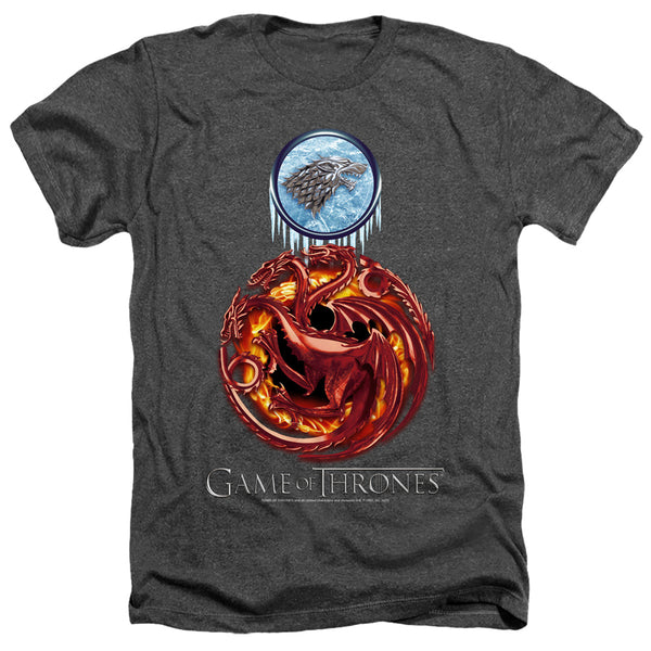 Game Of Thrones - Combined Targaryn And Stark Adult Regular Fit Heather Short Sleeve