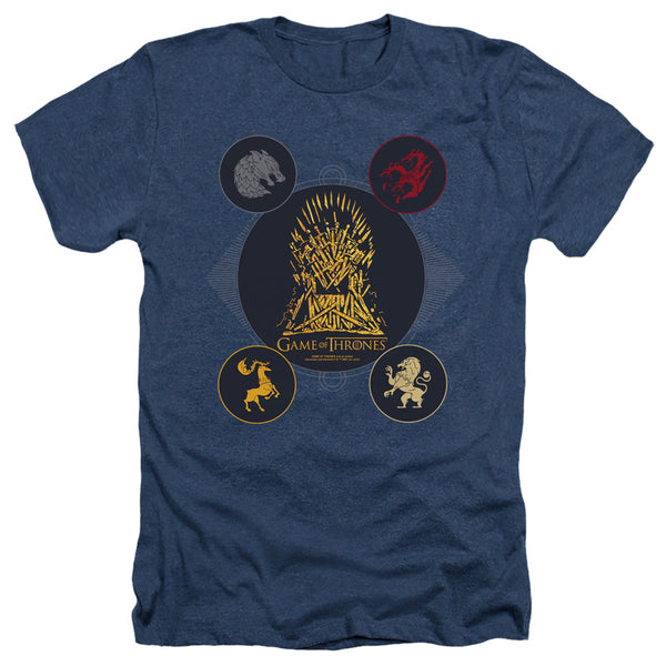 Game Of Thrones - 4 Houses 4 The Throne Adult Regular Fit Heather Short Sleeve