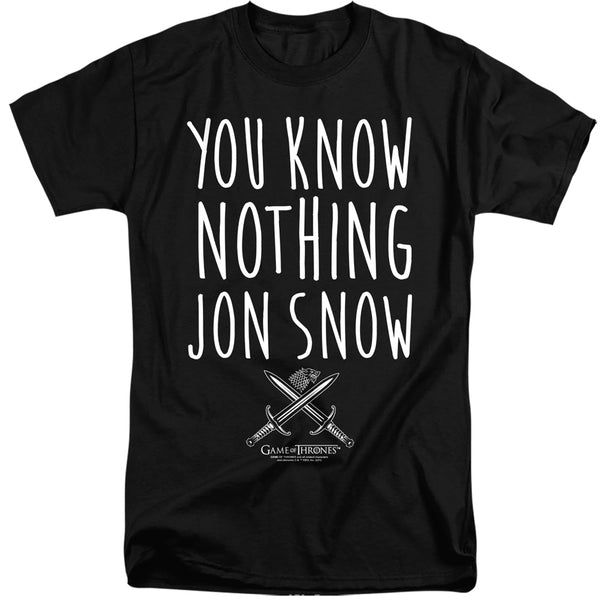 Game Of Thrones - You Know Nothing Jon Snow Adult Tall Fit Short Sleeve