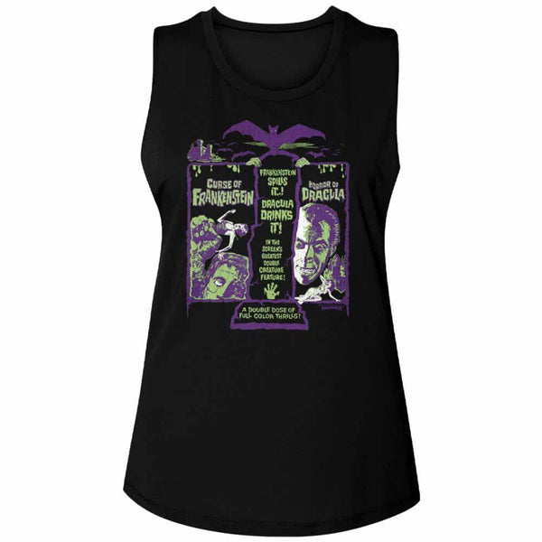 Hammer Horror Franken Drac Recolor-Ladies Muscle Tank