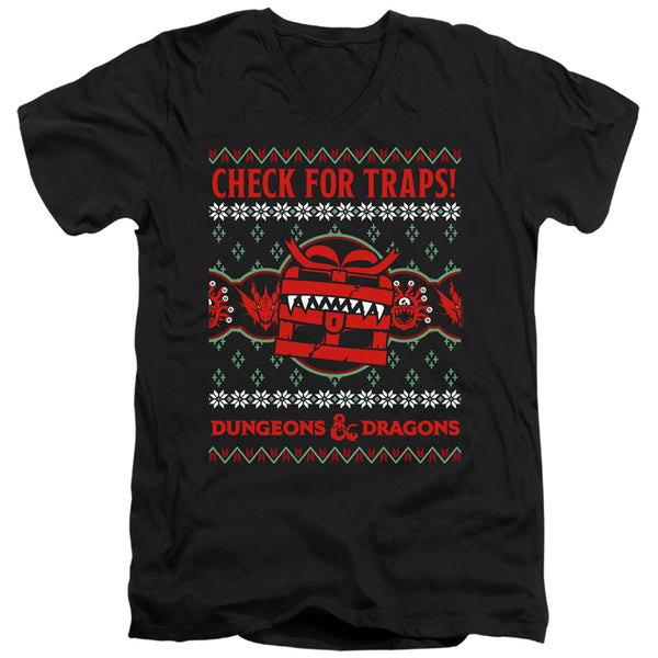Dungeons And Dragons - Check For Traps Ugly Christmas Adult Slim Fit V Neck Cotton