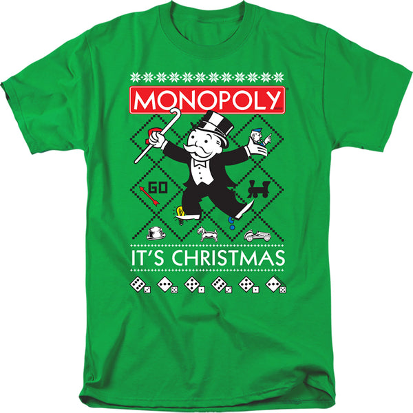 Monopoly - It’S Christmas Ugly Christmas Adult Regular Fit Short Sleeve