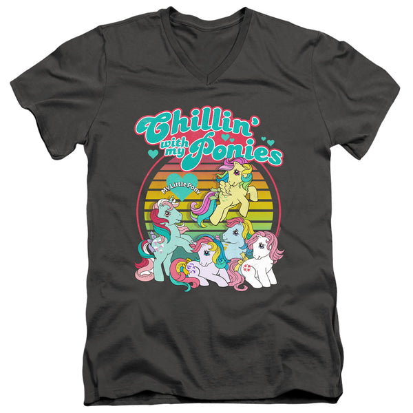 My Little Pony Retro - Chillin With My Ponies Adult Slim Fit V Neck Cotton