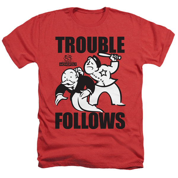 Monopoly - Trouble Follows Adult Regular Fit Heather Short Sleeve