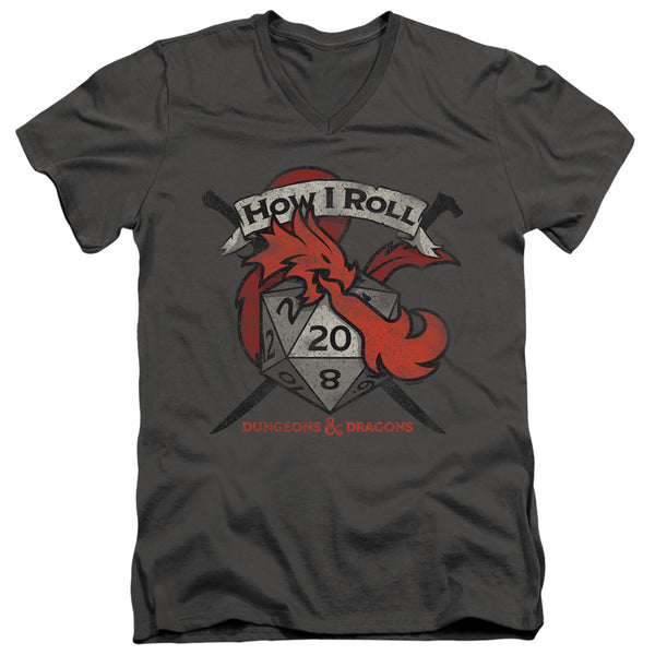 Dungeons And Dragons - How I Roll D And D Adult Slim Fit V Neck Cotton