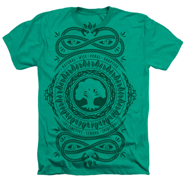 Magic The Gathering - Green Mana Adult Regular Fit Heather Short Sleeve