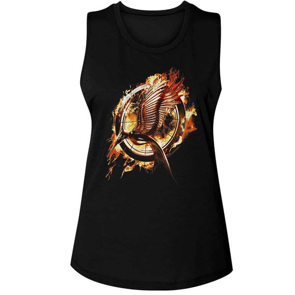 Hunger Games Catching Fire Mockingjay-Ladies Muscle Tank