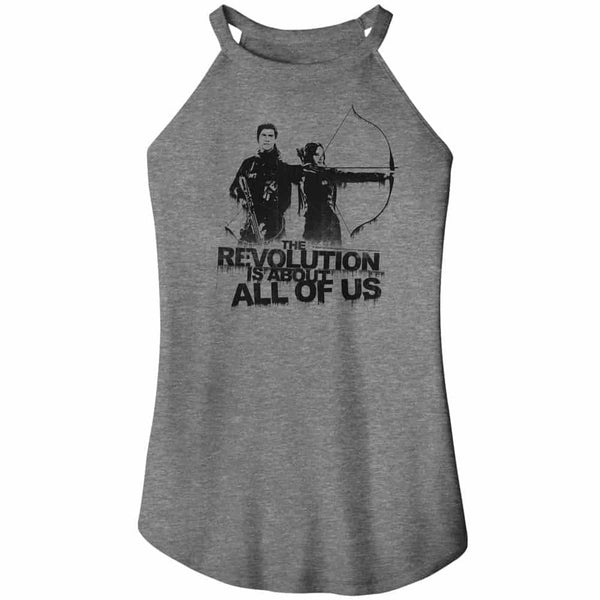 Hunger Games About All Of Us-Gray Frost Ladies Sleeveless Rocker Tank