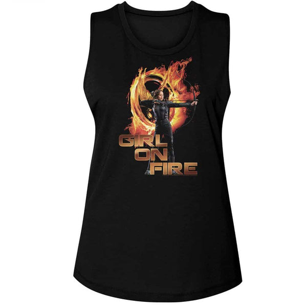 Hunger Games Girl On Fire-Ladies Muscle Tank