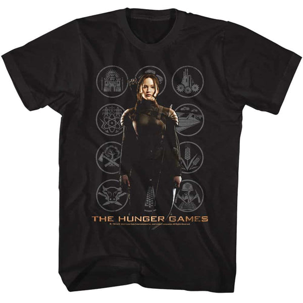 Hunger Games Katniss With Districts- S/S Tshirt