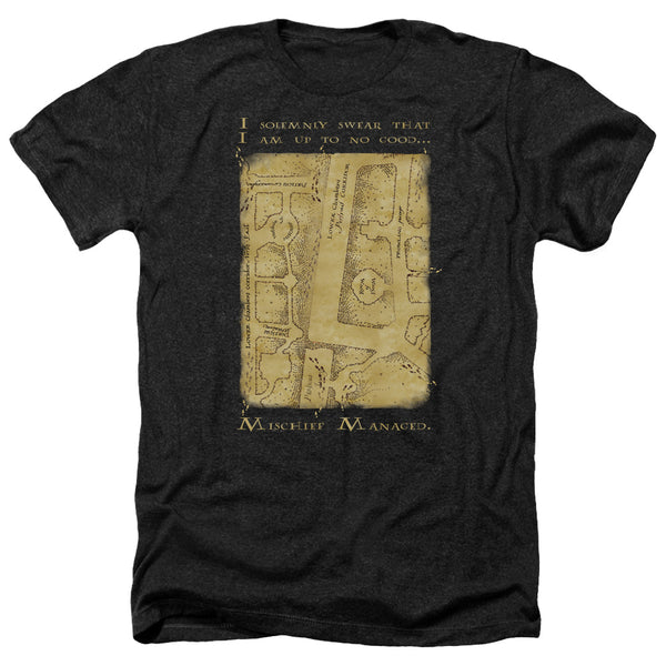 Harry Potter - Marauders Map Interior Words Adult Regular Fit Heather Short Sleeve