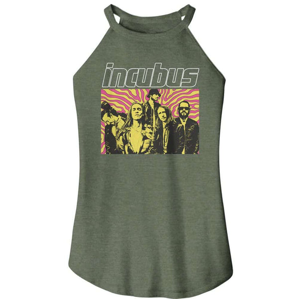 Incubus Swirl Background-Ladies Sleeveless Rocker Tank