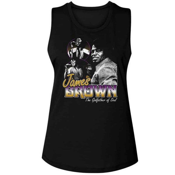 James Brown Godfather Of Soul-Ladies Muscle Tank