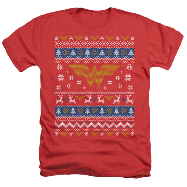 Wonder Woman - Ugly Christmas Logo Adult Regular Fit Heather Short Sleeve