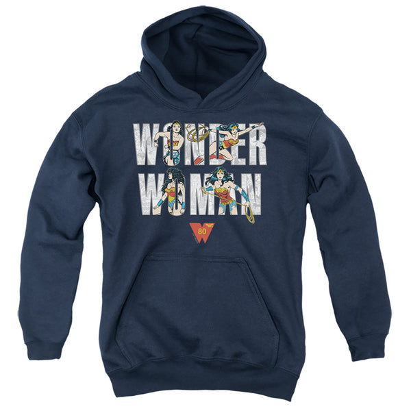 Wonder Woman - Ww 80Th Illustrated Type Youth Hooded Sweatshirt