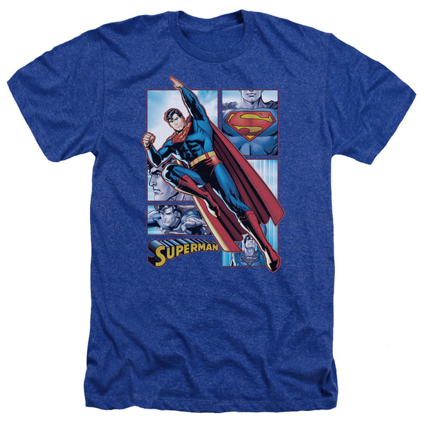 JLA - Superman Panels Adult Regular Fit Heather Short Sleeve