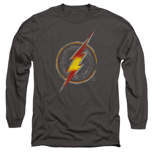 Justice League - Flash Busted Logo Adult Long Sleeve