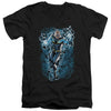 JLA - Black Lightning Bolts Adult Slim Fit V Neck Cotton