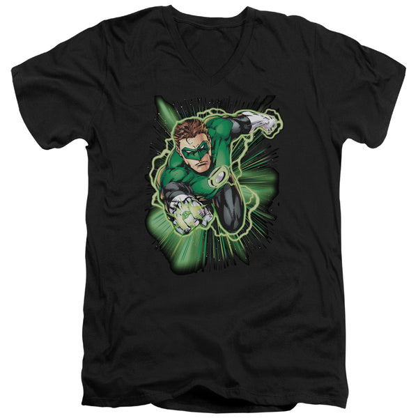 JLA - Green Lantern Energy Adult Slim Fit V Neck Cotton