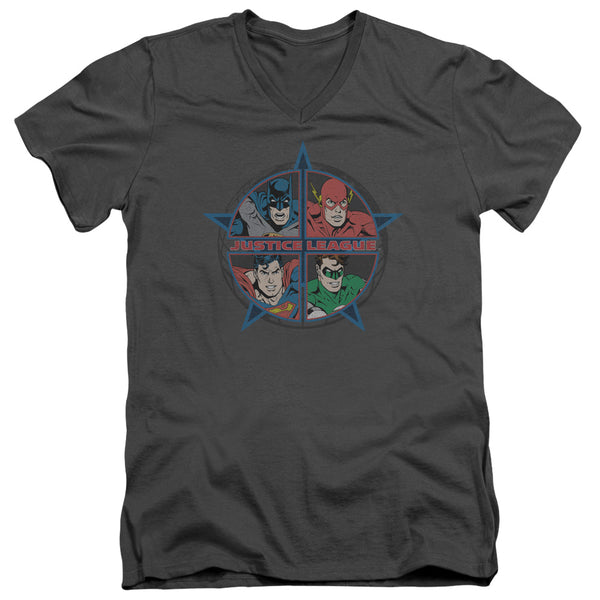 JLA - Four Heroes Adult Slim Fit V Neck Cotton