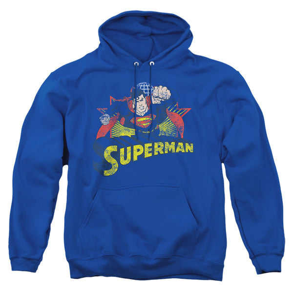 JLA - Superman Rough Distress Adult Pullover Hoodie